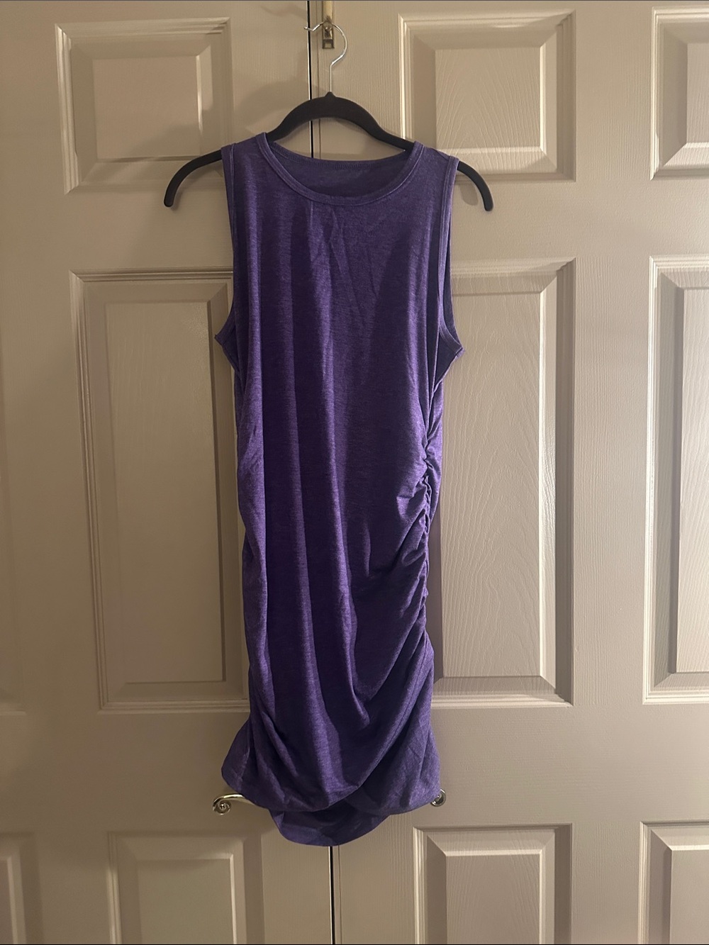 Sleeveless Purple Ruched Side Tank Dress - Women